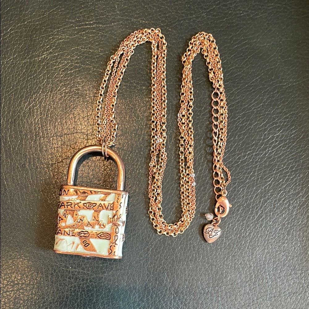 Betsey Johnson Wanderlust NYC Gold Lock Necklace